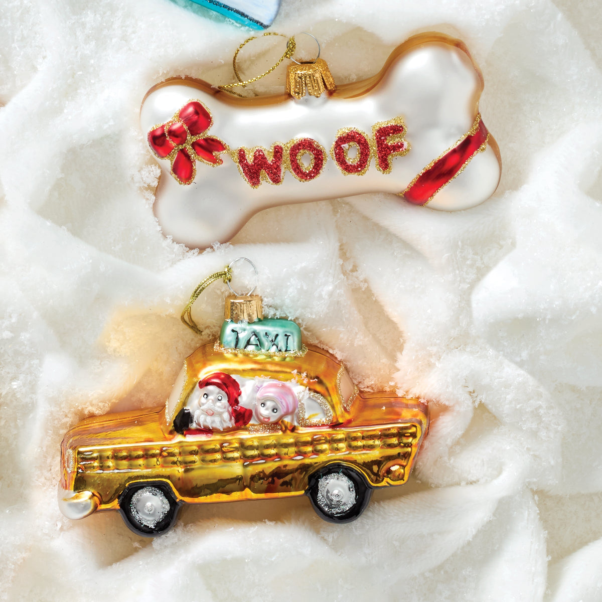 Retro Blown Glass Dog Bone Ornament