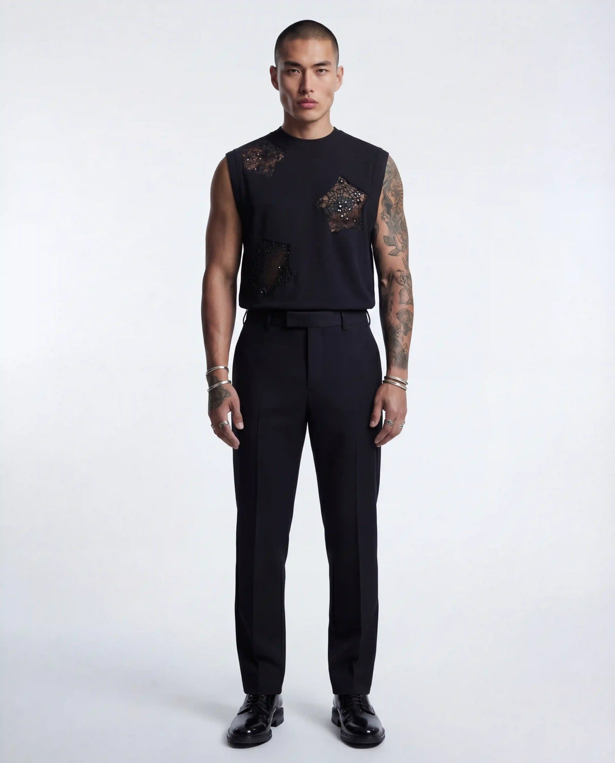 Sequin Patch Sleeveless Shirt
