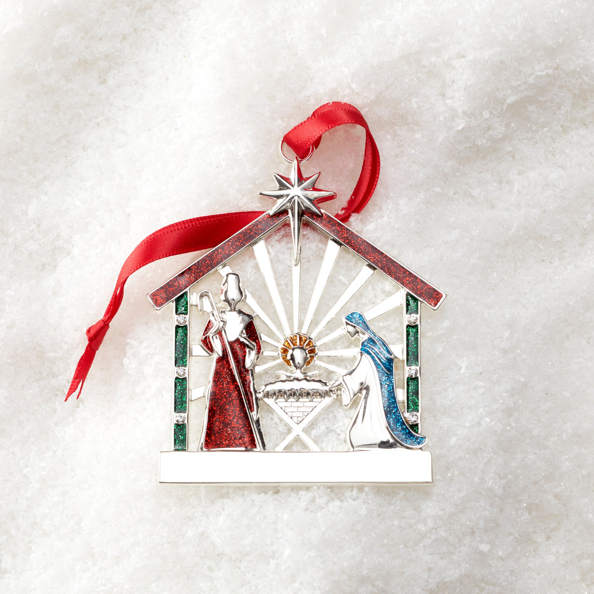 Nativity Charm Silverplate Ornament