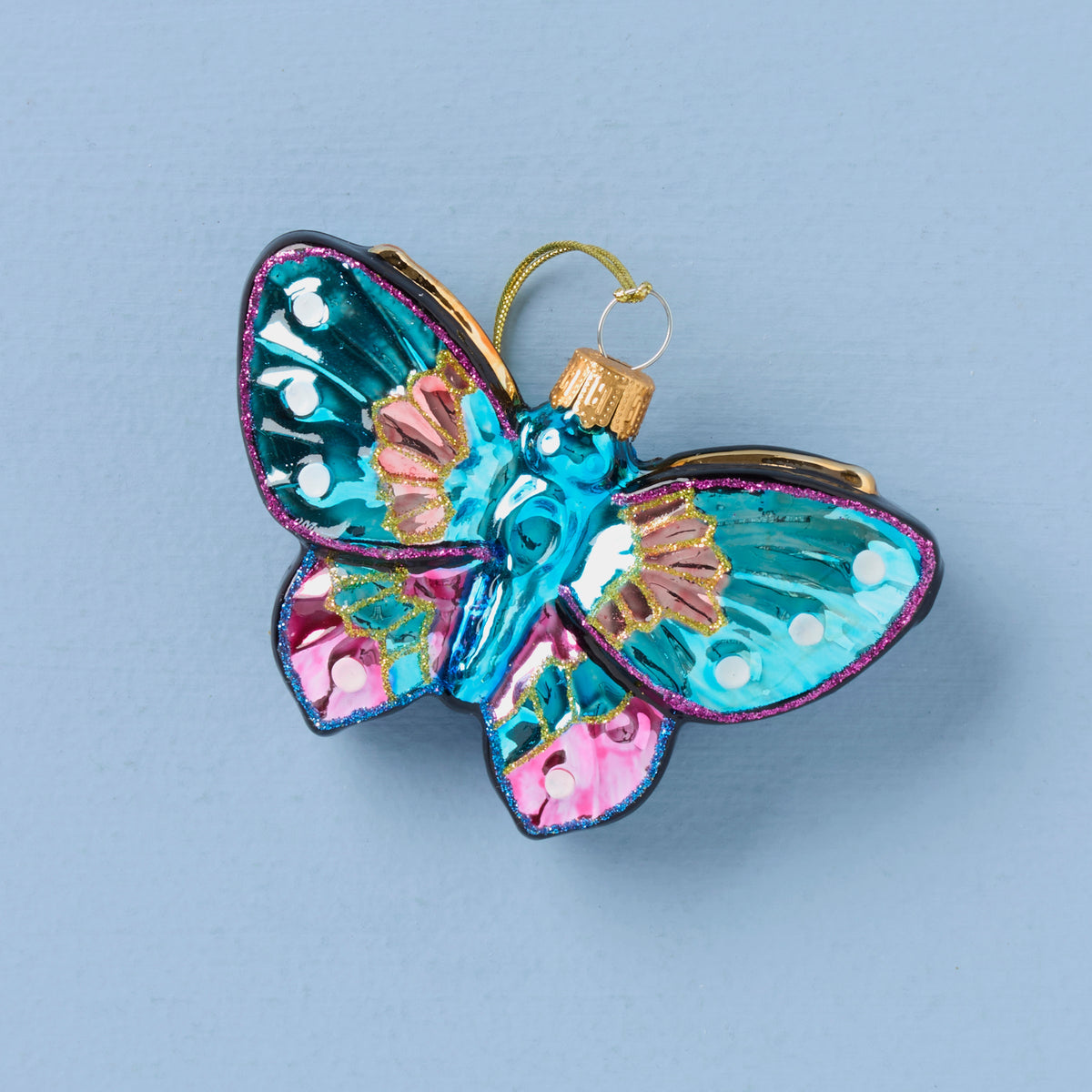 Retro Blown Glass Butterfly Ornament