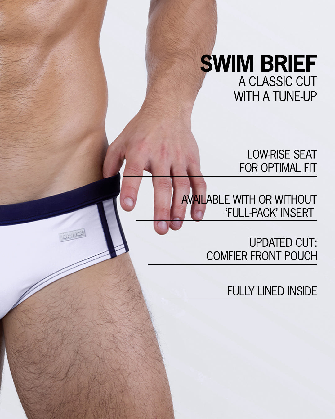 CASINO ROYALE (WHITE + NAVY BLUE) - Swim Brief