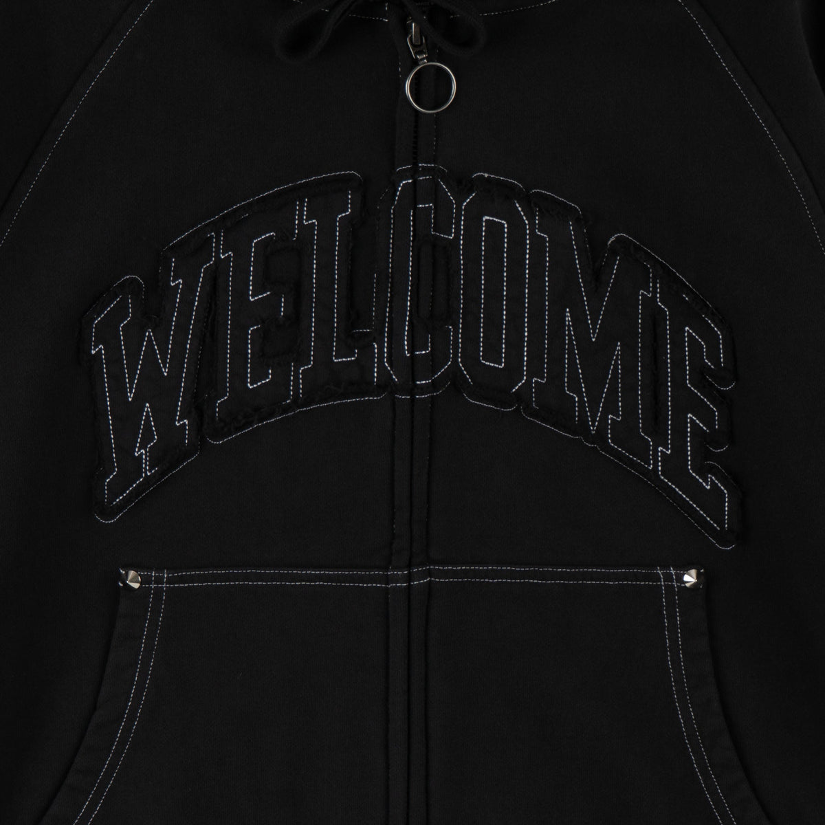 Kellen Cropped Pigment-Dyed Studded Zip Hoodie