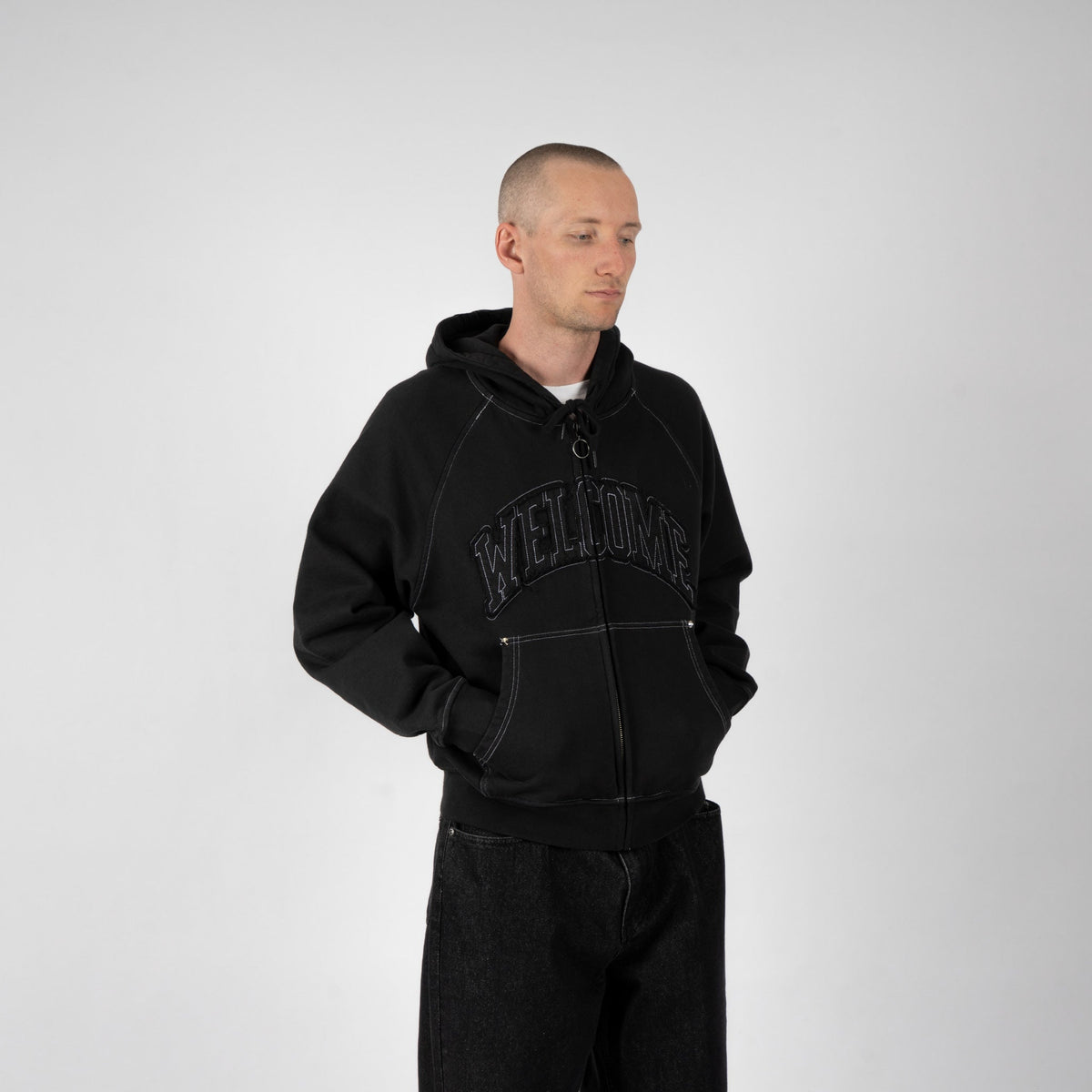 Kellen Cropped Pigment-Dyed Studded Zip Hoodie