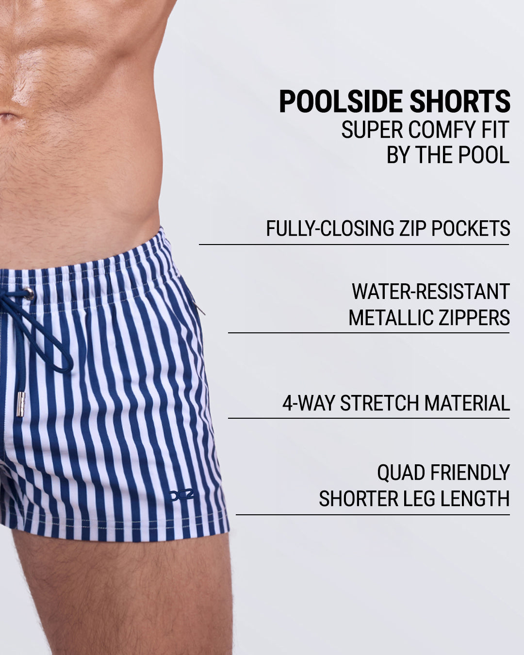 FAST LINES (NAVY BLUE) - Poolside Shorts | DC2