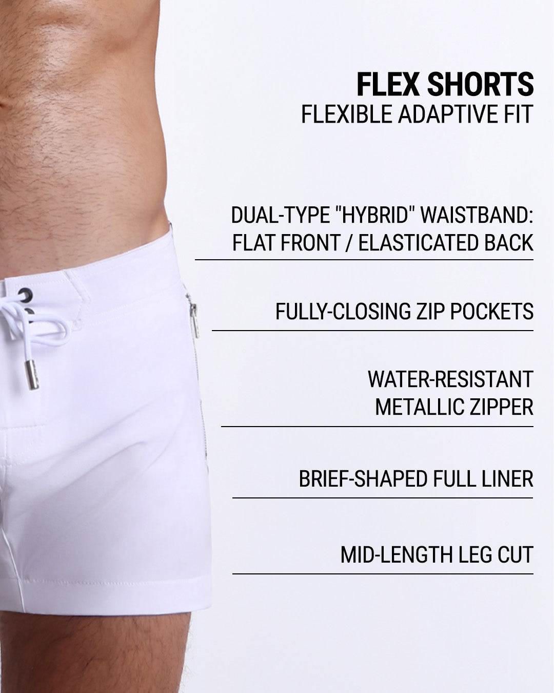 FORZA WHITE - Flex Shorts | DC2