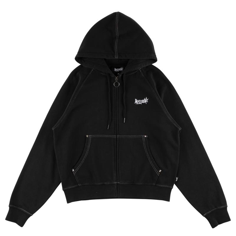 Vamp Pigment-Dyed Crop Zip Hoodie