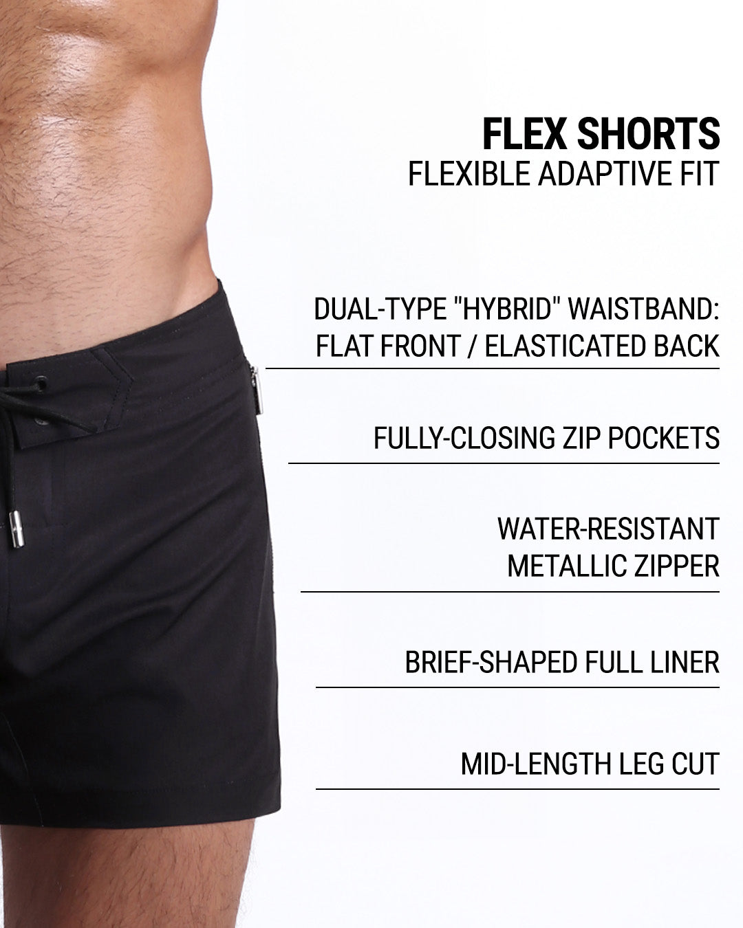 JET BLACK - Flex Shorts | DC2