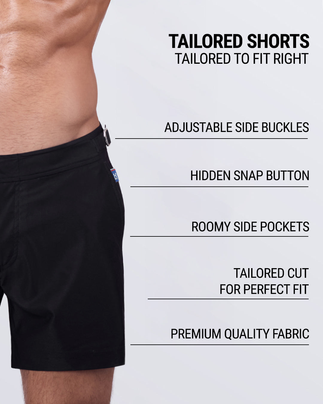 JET BLACK - Tailored Shorts | DC2