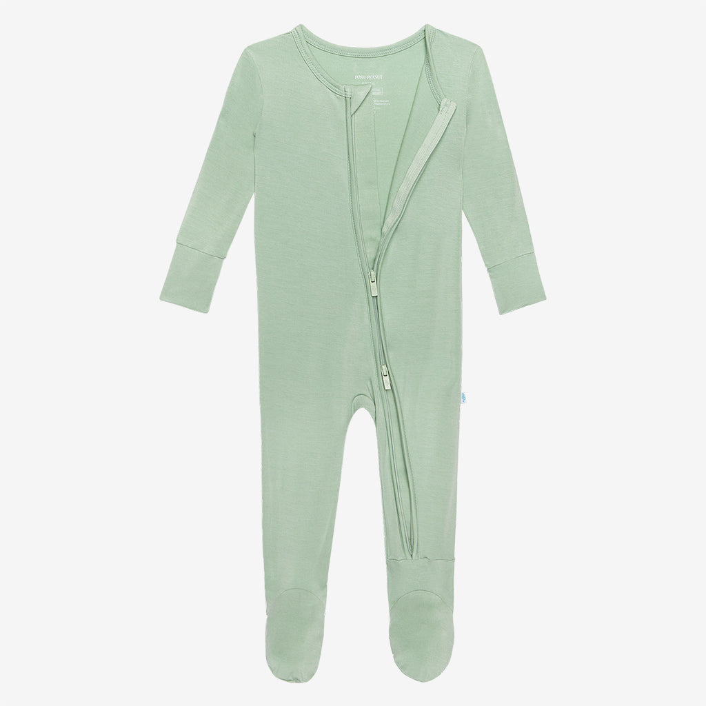 Sage Footie Zippered One Piece