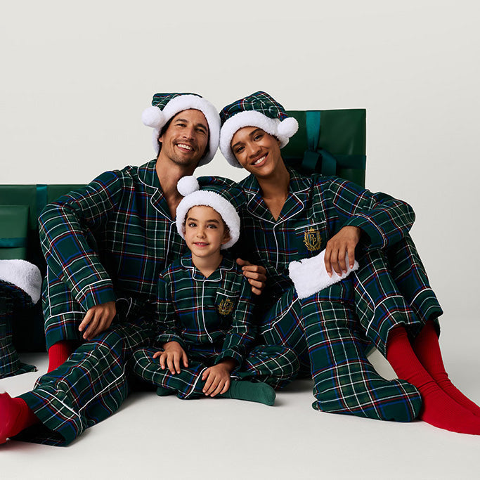 Green Tartan Plaid Flannelette Luxe Pajama Set