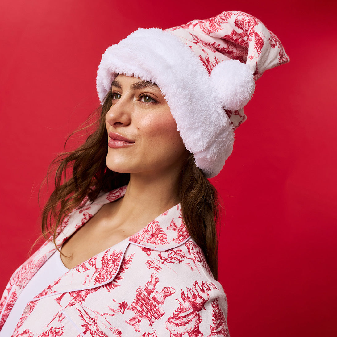 Father Christmas Adult Flannelette Poshmas Hat