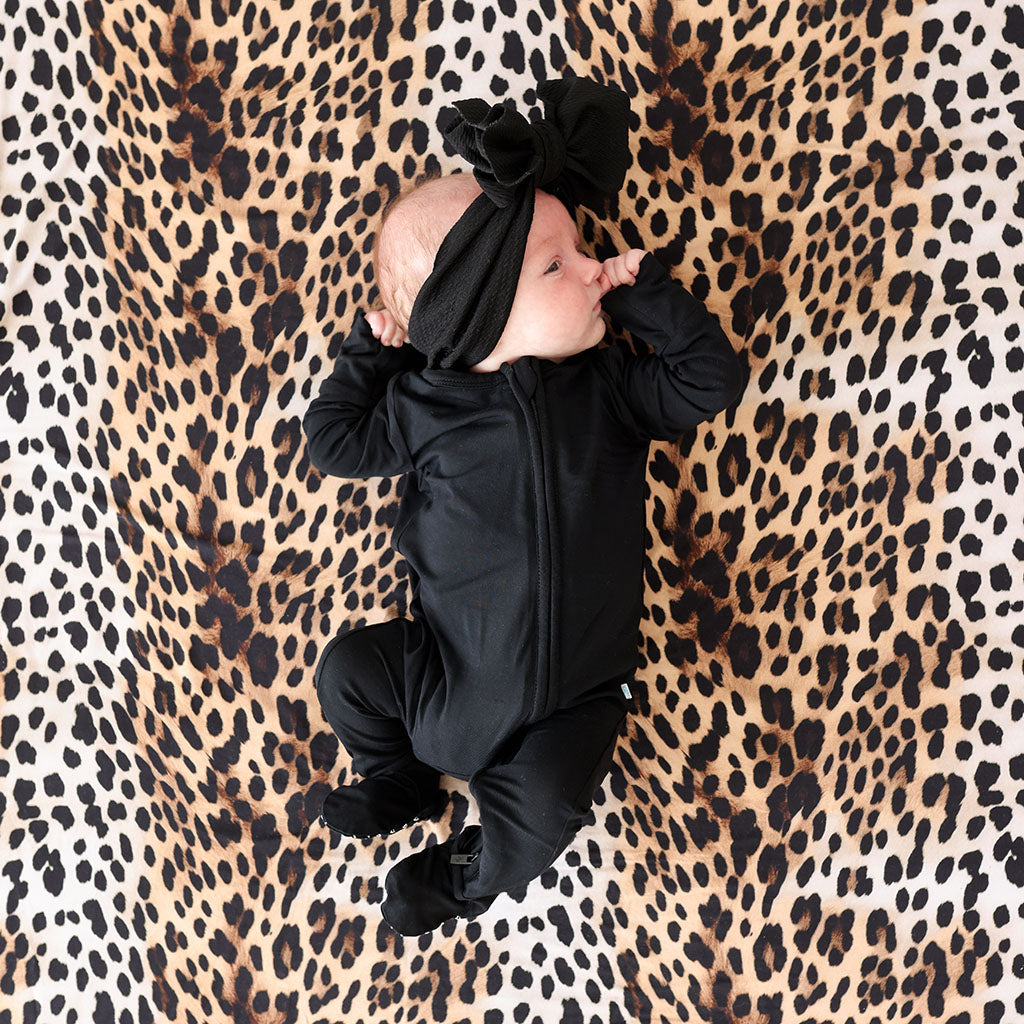 Black Footie Zippered One Piece