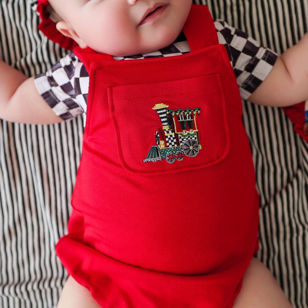 MacKenzie-Childs Train Bodysuit French Terry Overall Set