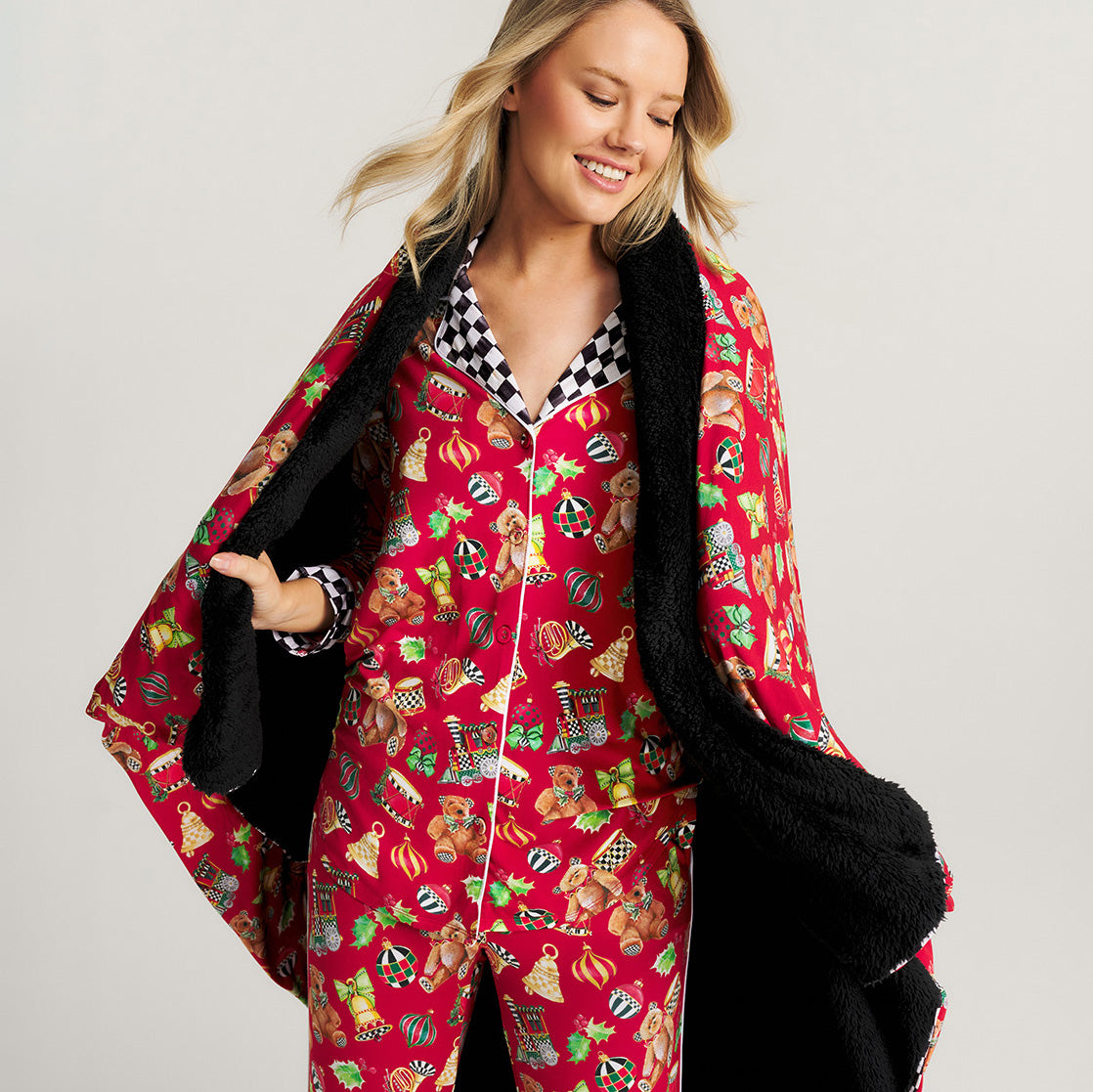 MacKenzie-Childs Holiday Toys Luxe Plush Patoo® Blanket