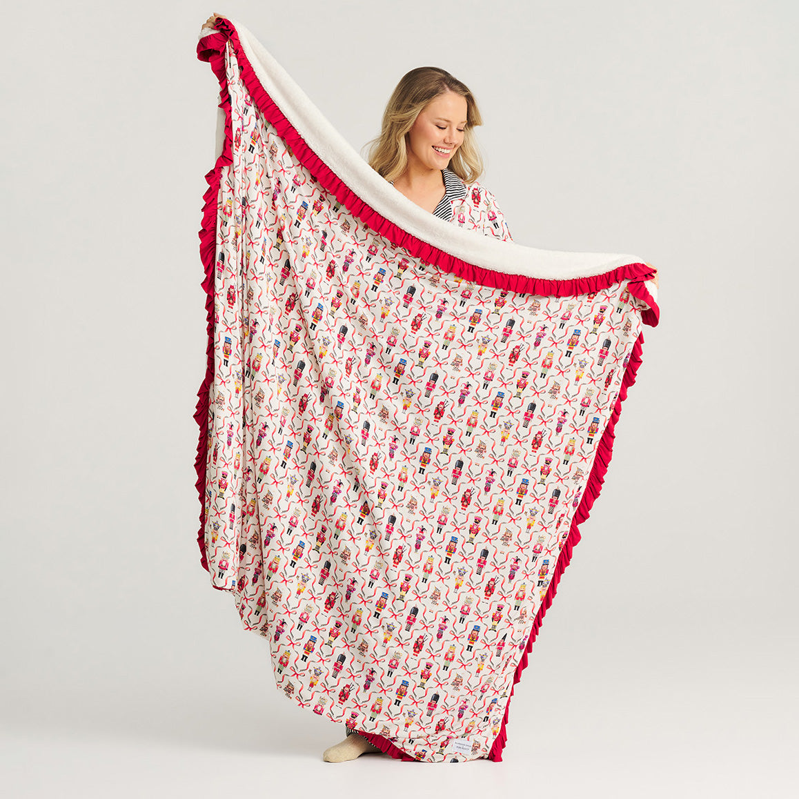 MacKenzie-Childs Nutcrackers Ruffled Luxe Plush Patoo® Blanket