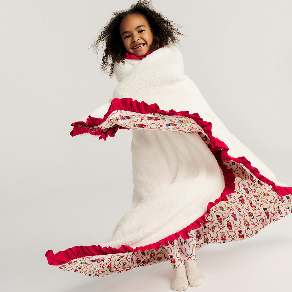 MacKenzie-Childs Nutcrackers Ruffled Luxe Plush Patoo® Blanket