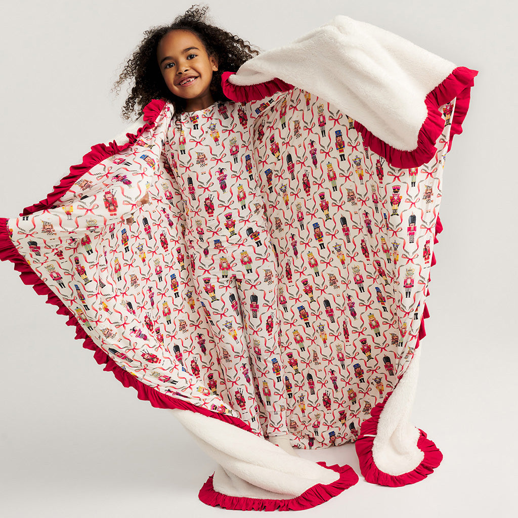 MacKenzie-Childs Nutcrackers Ruffled Luxe Plush Patoo® Blanket