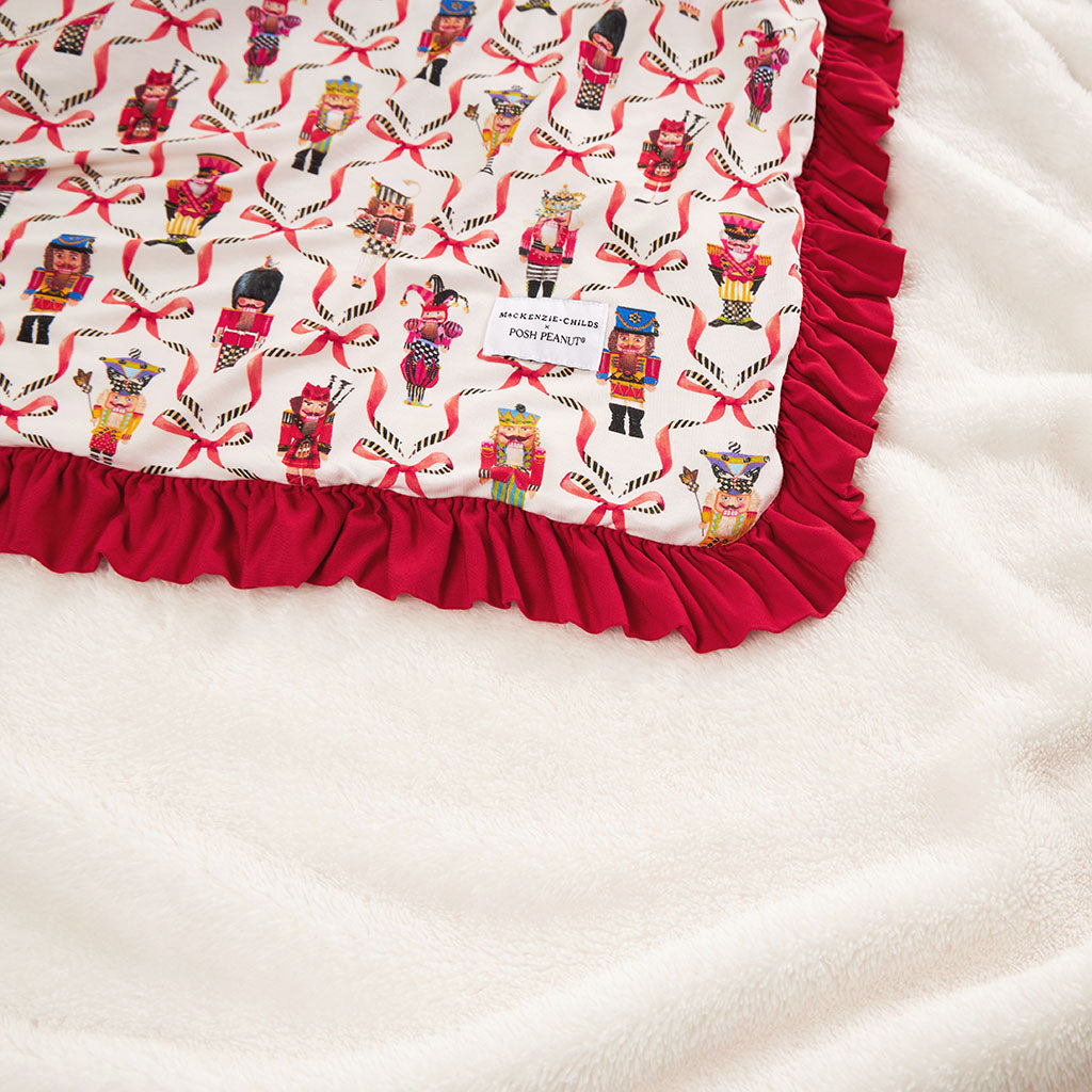 MacKenzie-Childs Nutcrackers Ruffled Luxe Plush Patoo® Blanket