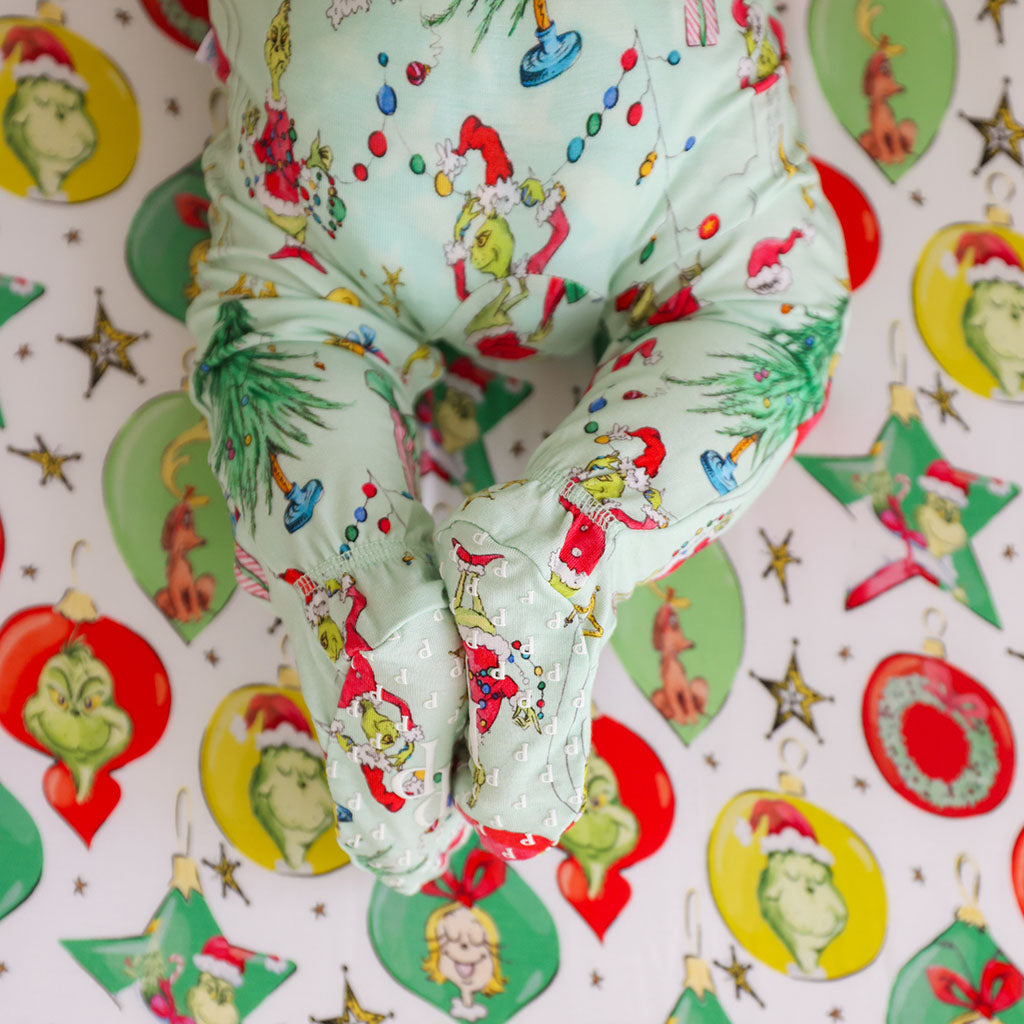 Dr. Seuss Stealing Christmas Footie Zippered One Piece