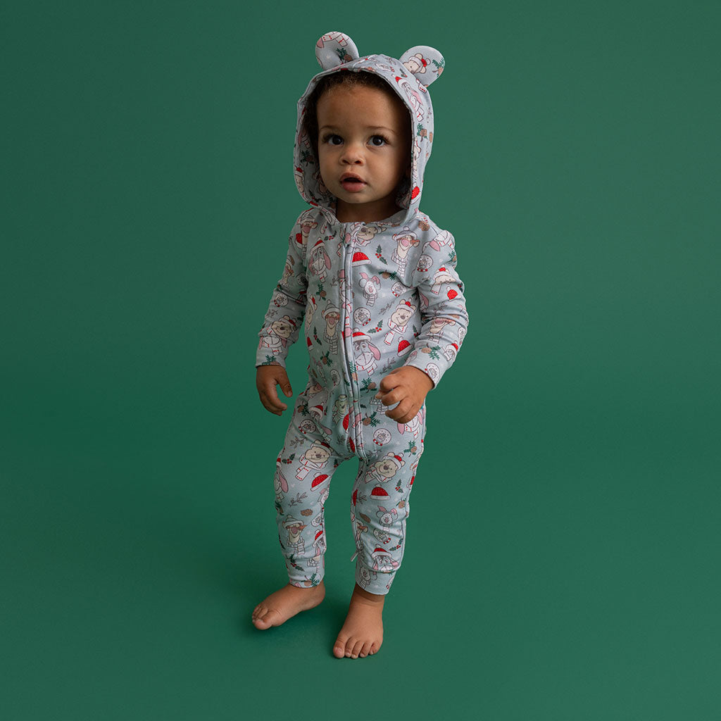 Disney Cozy Pooh & Friends French Terry Zippered Hooded Romper