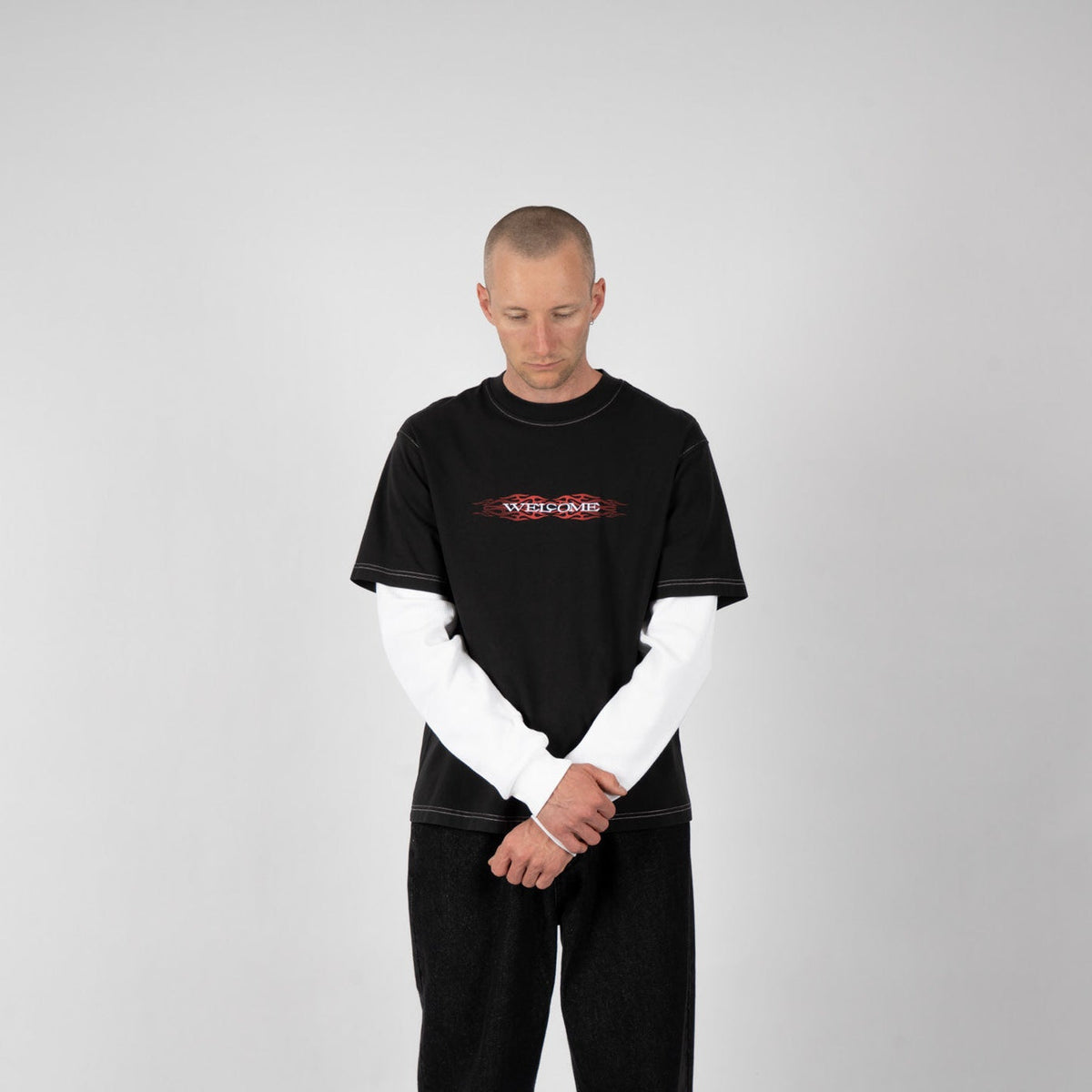 Brevity Garment-Dyed Contrast Stitch Layered Knit