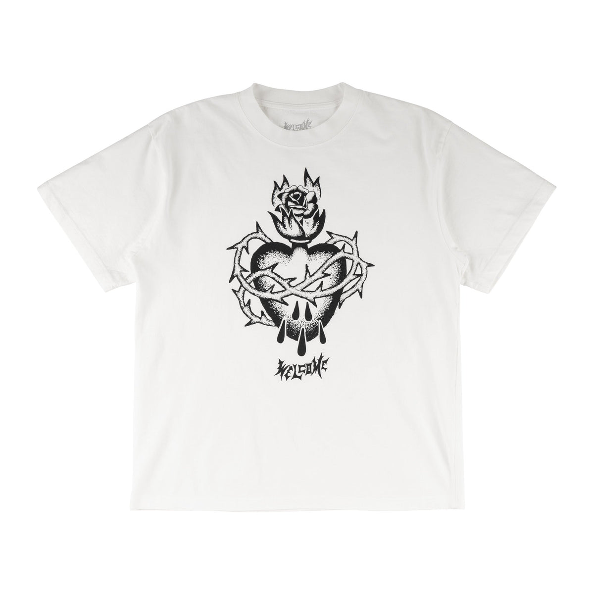 Hallowed Printed Boxy Garment-Dyed Tee - White