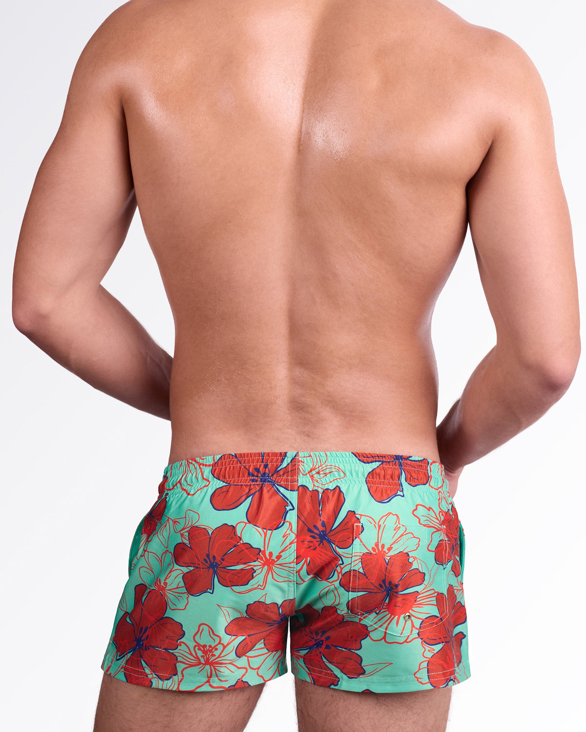 SURF FLOWERS (AQUA/RED) - Show Shorts