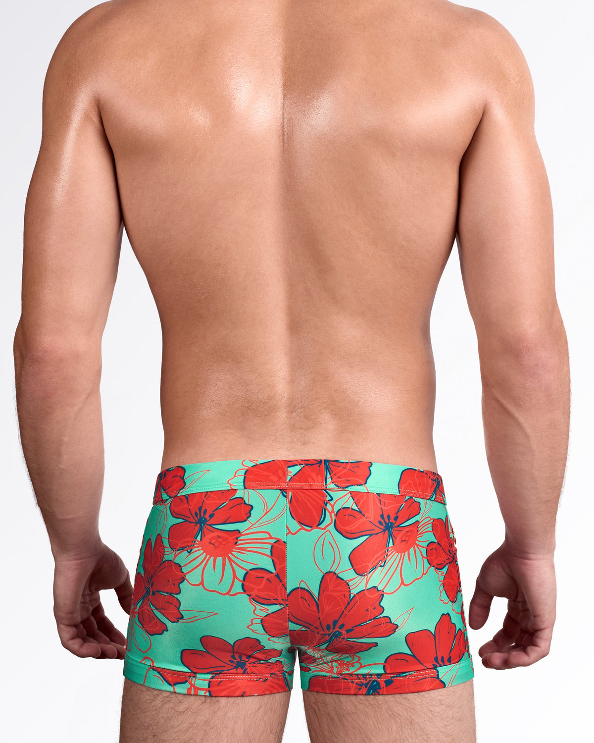 SURF FLOWERS (AQUA/RED) - Swim Trunks