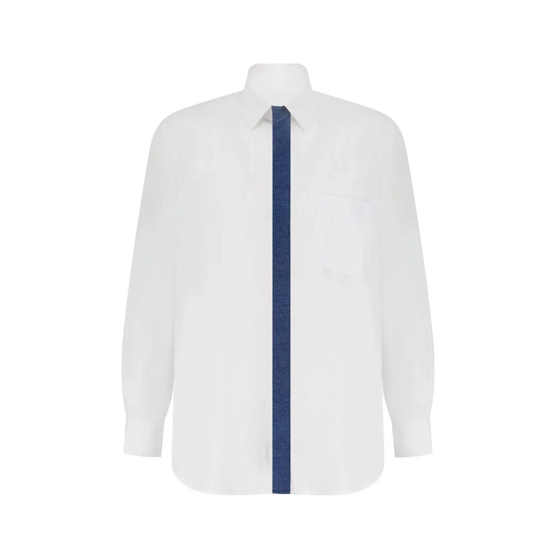 Denim Patch Long Sleeve Button Up Shirt