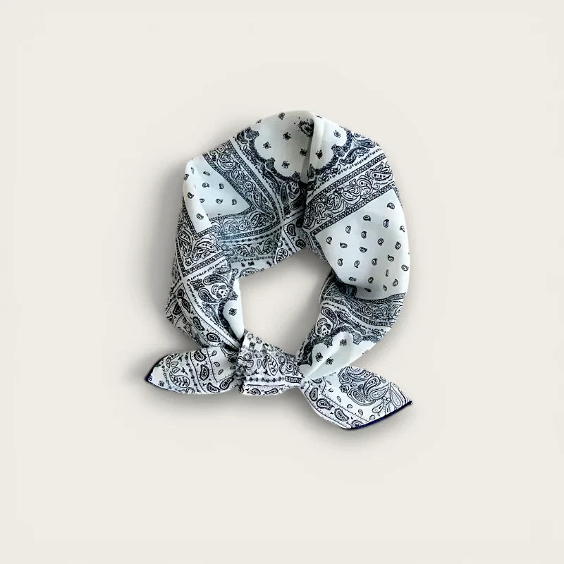 Black and White Cotton Head Scarf