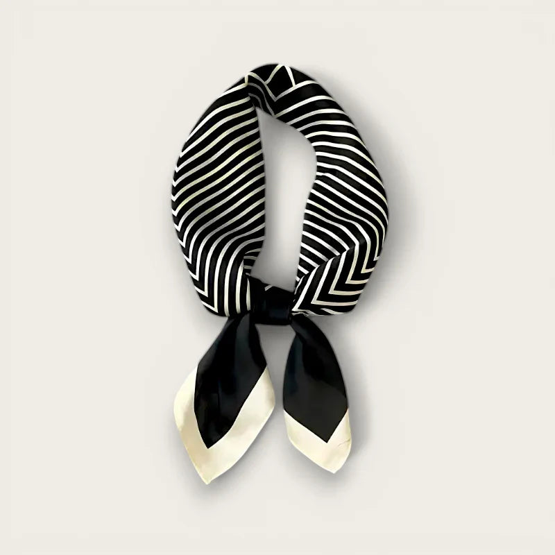Black and White Striped Silk Scarf