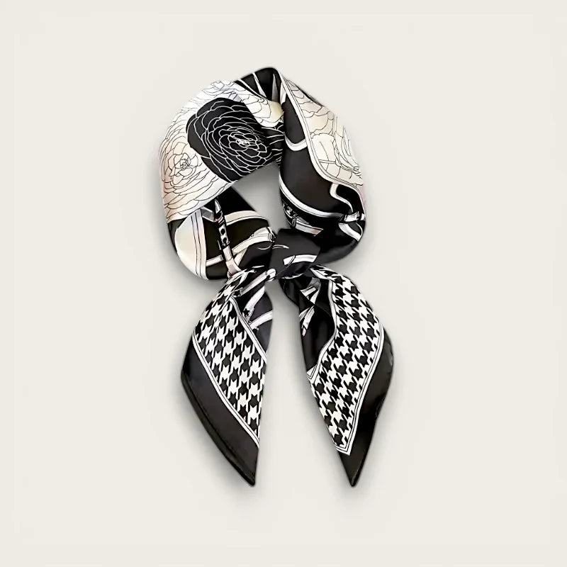 Black Pattern Silk Scarf