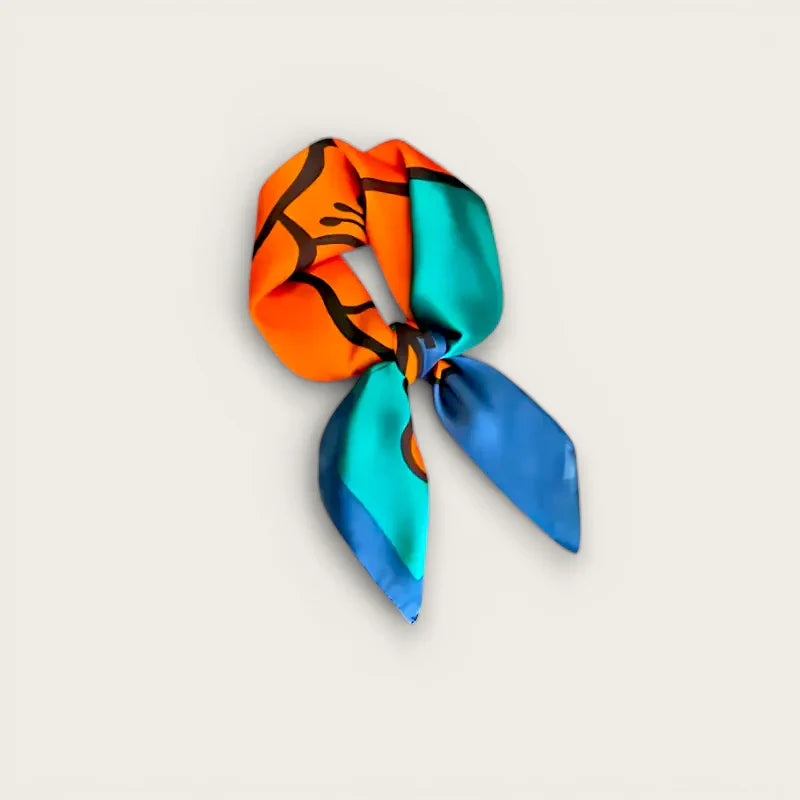 Blue and Orange Silk Scarf