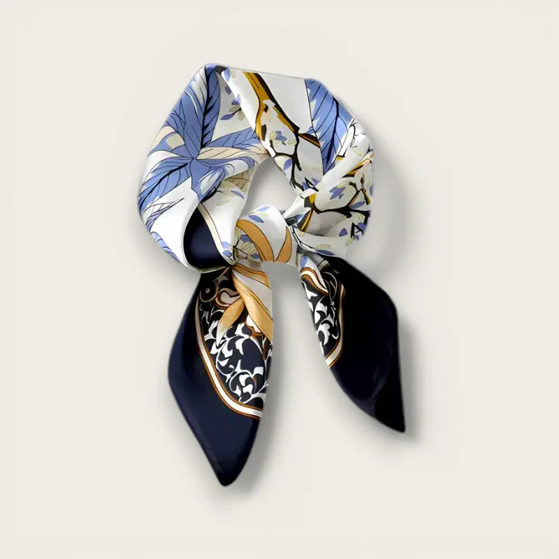 Blue and White Silk Scarf