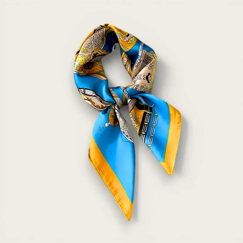 Blue and Yellow Silk Scarf