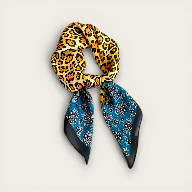 Brown Blue Leopard Scarf