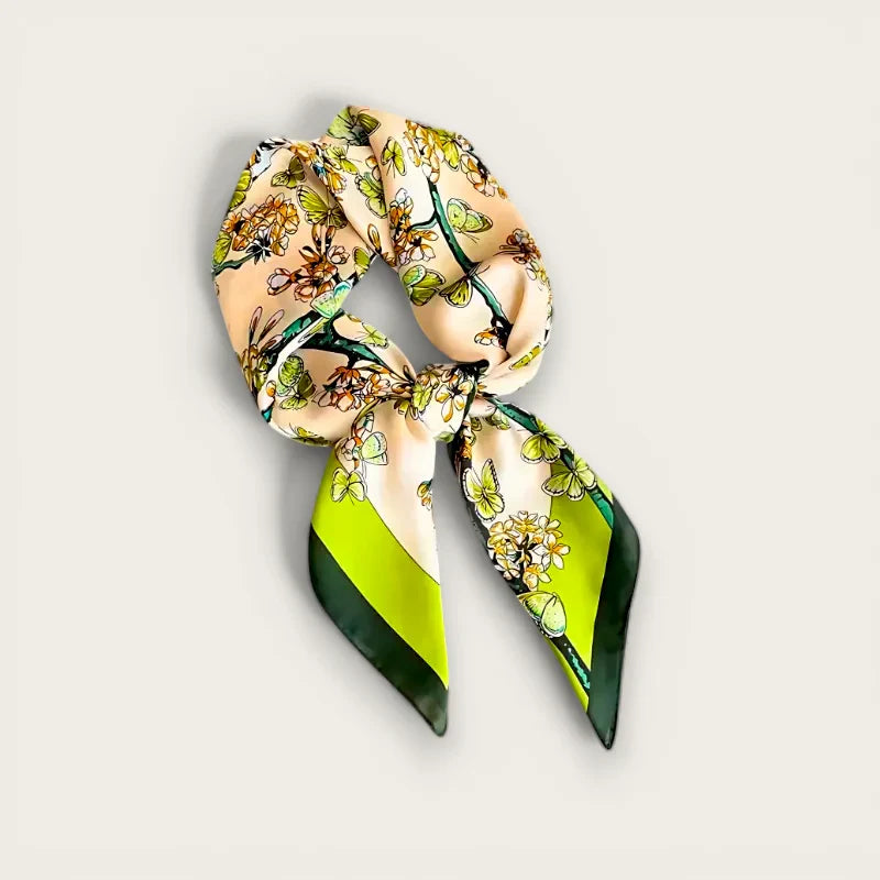 Floral Green Silk Scarf