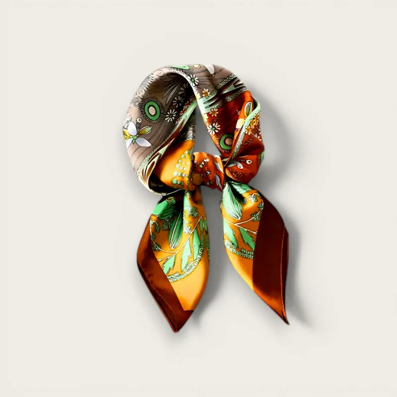 Grey Orange Silk Scarf