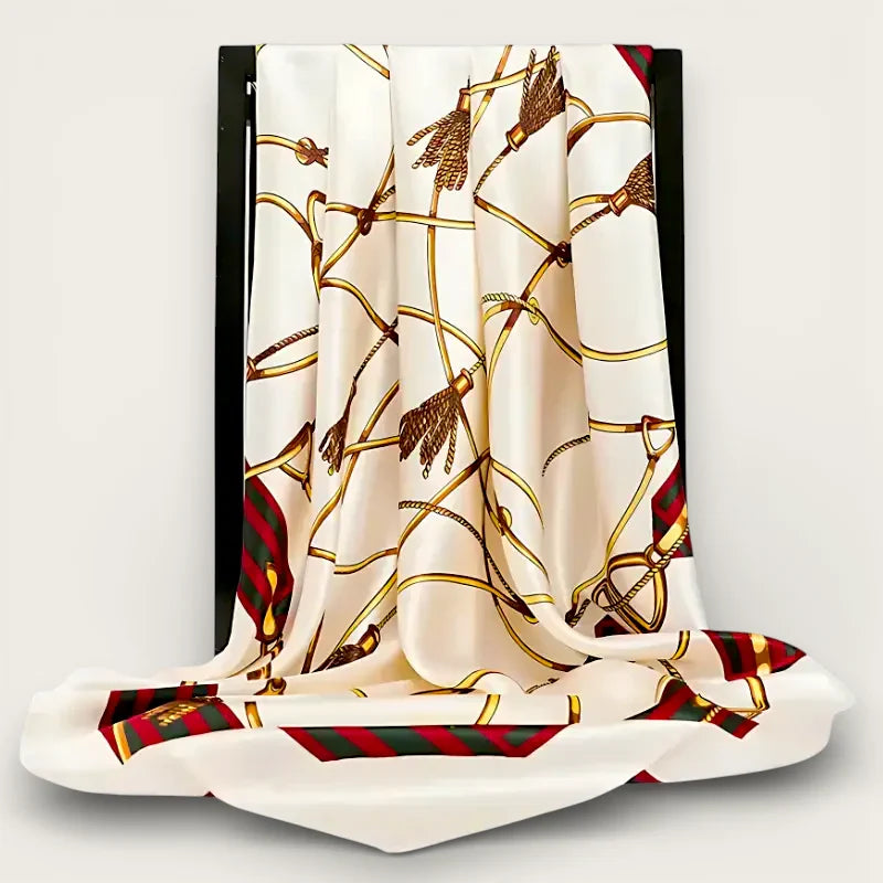 Large Beige Satin Scarf