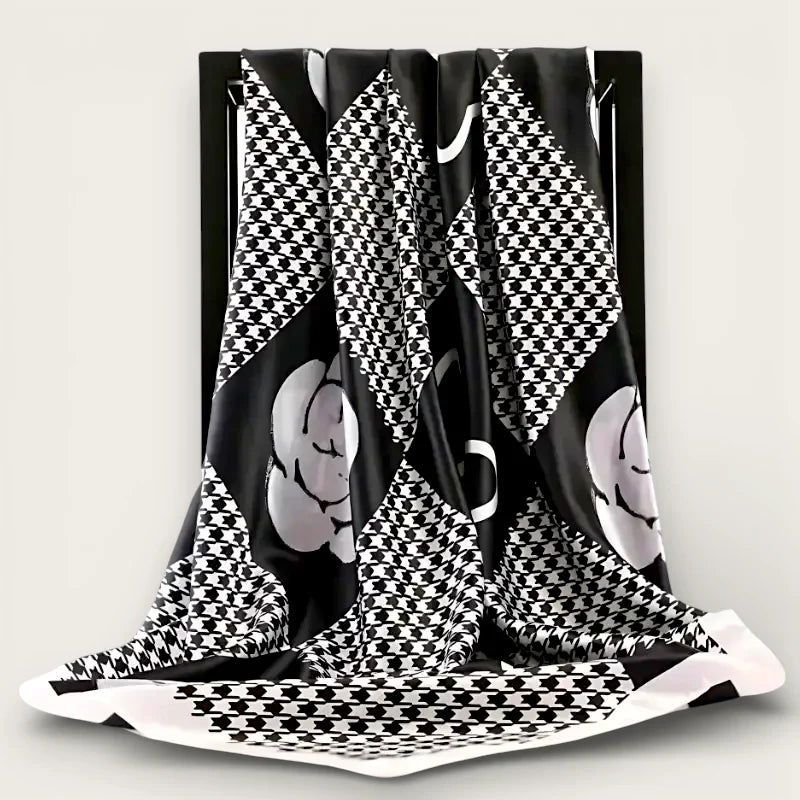 Large Black White Scarf