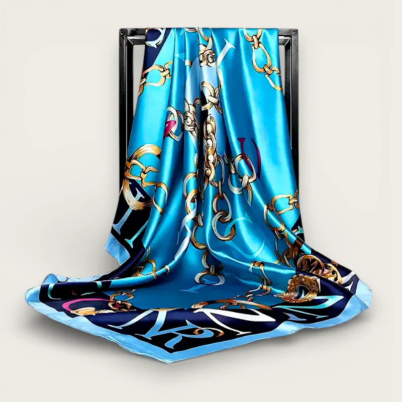 Large Blue Satin Scarf
