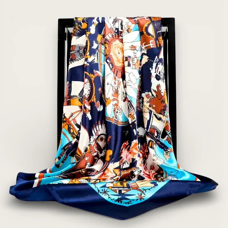 Large Dark Blue Silk Scarf