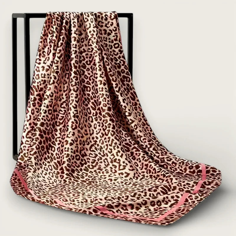 Large Leopard Satin Scarf