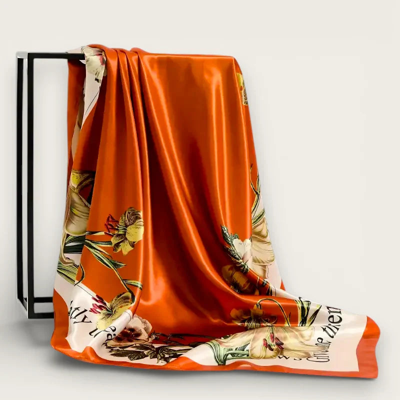 Large Orange Silk Scarf