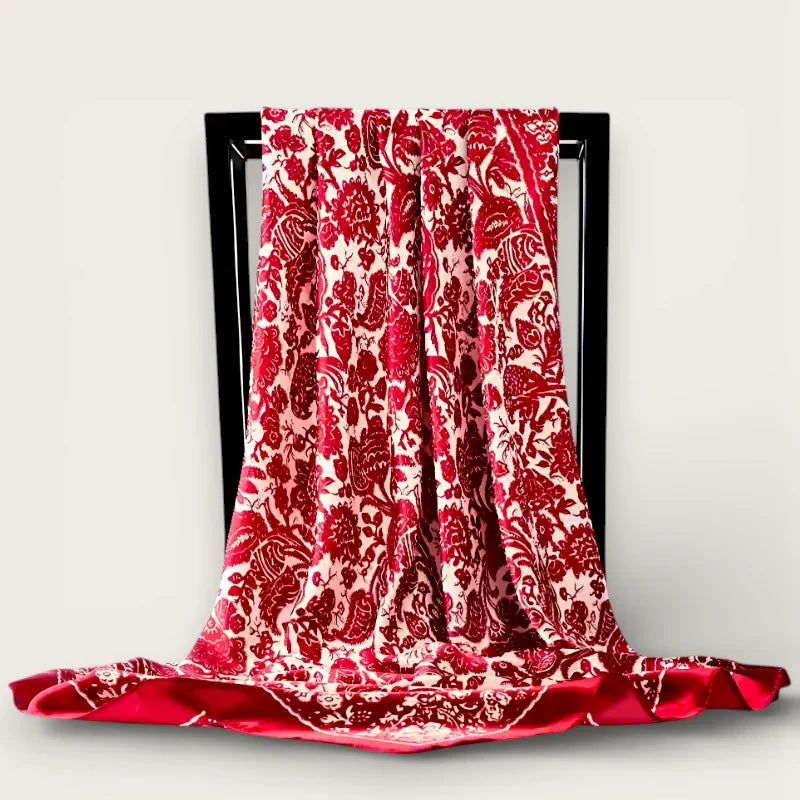 Large Red Silk Scarf