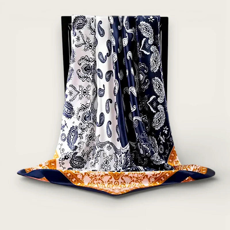 Large White Blue Scarf