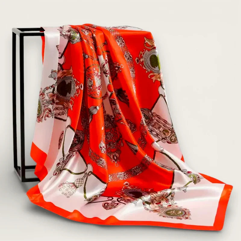 Oversized Red Silk Scarf