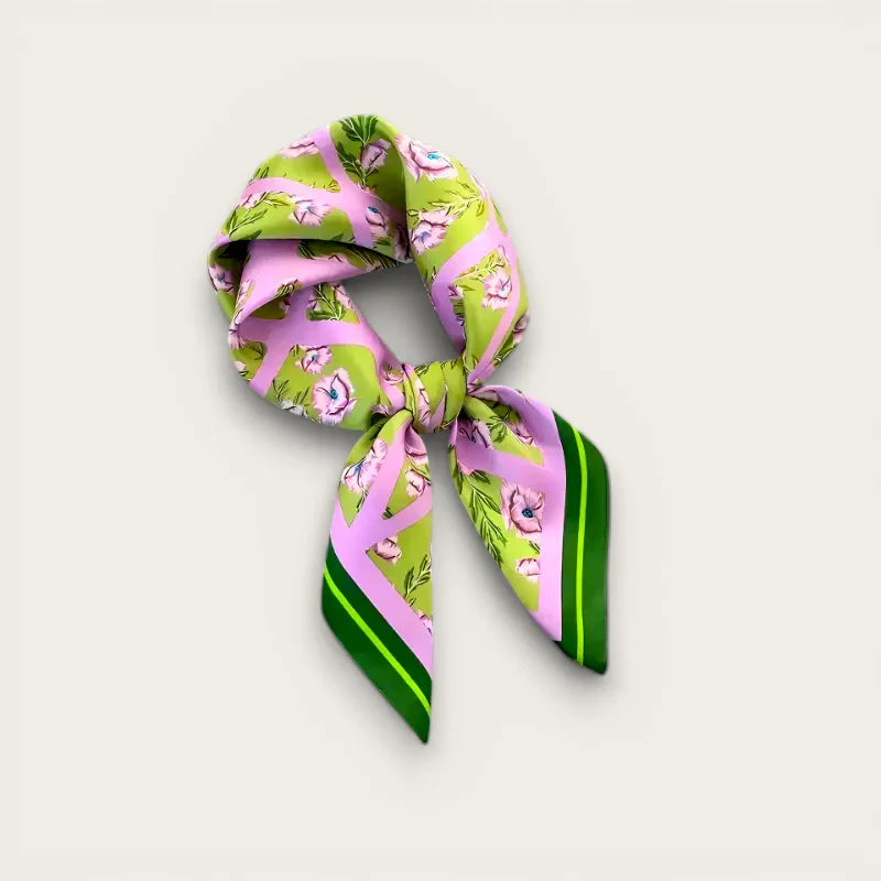 Pink and Green Silk Scarf