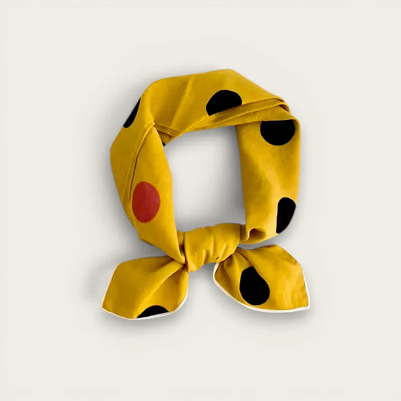 Yellow Polka Dot Cotton Scarf
